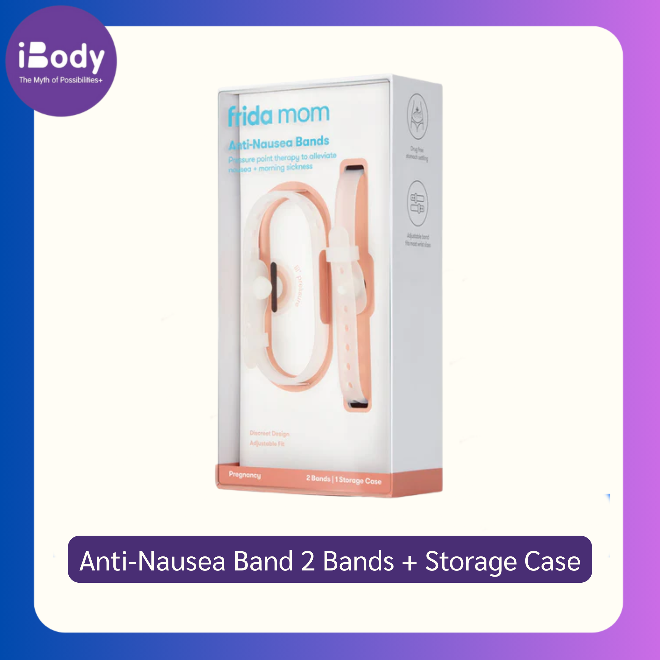 Frida Mom® Anti-Nausea Band 2 Bands + Storage Case สายรัดข้อมือ สำหรับคนท้อง ลดคลื่นไส้ อาเจียน