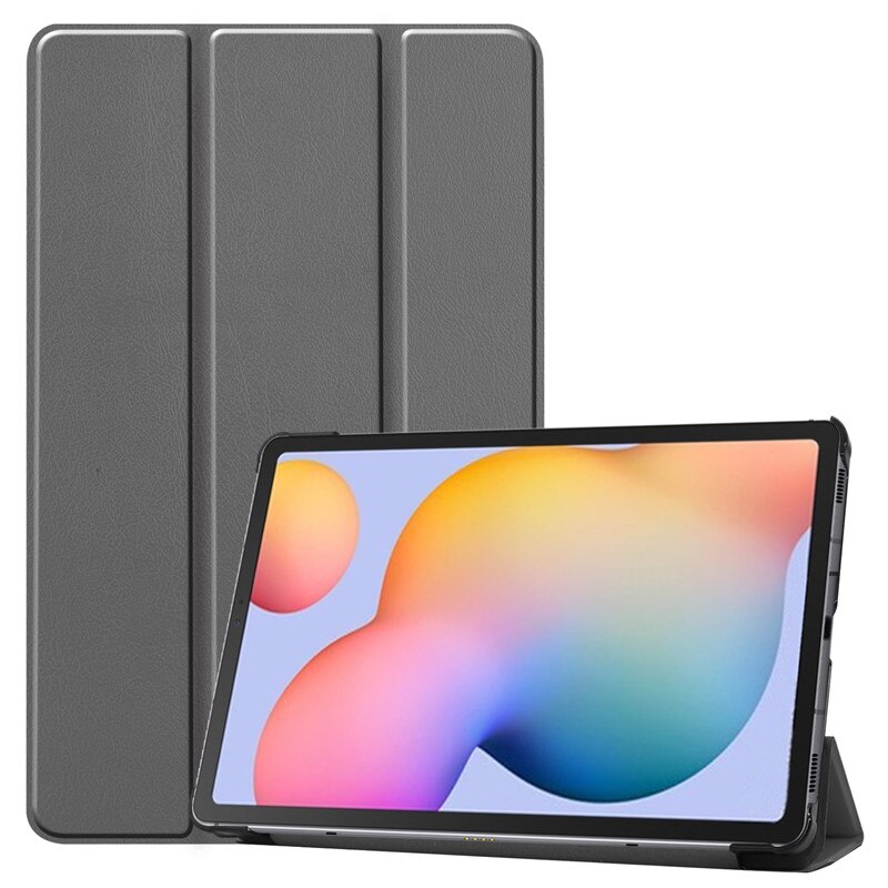 Case Samsung Galaxy Tab S6 Lite 10.4 SM-P610 P615 P617 #เคสฝาพับหนัง PU แบบ 3 พับ Tri-fold Stand Leather Smart Tablet