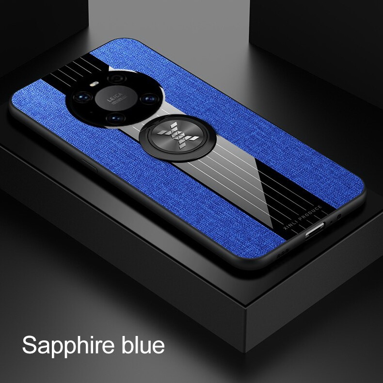 เคส Huawei Mate 40 Pro #เคสฝาหลังเคลือบผ้าเนื้อมีแหวนสวมนิ้ว TPU ไฮบริด+อะคริลิ + แหวนโลหะ