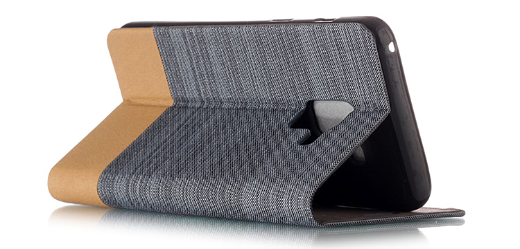 เคส Samsung Galaxy A8+(2018) #เคสฝาพับหนัง PU Canvas Leather Coated PC Case #เคสคุณภาพดีราคาถูก