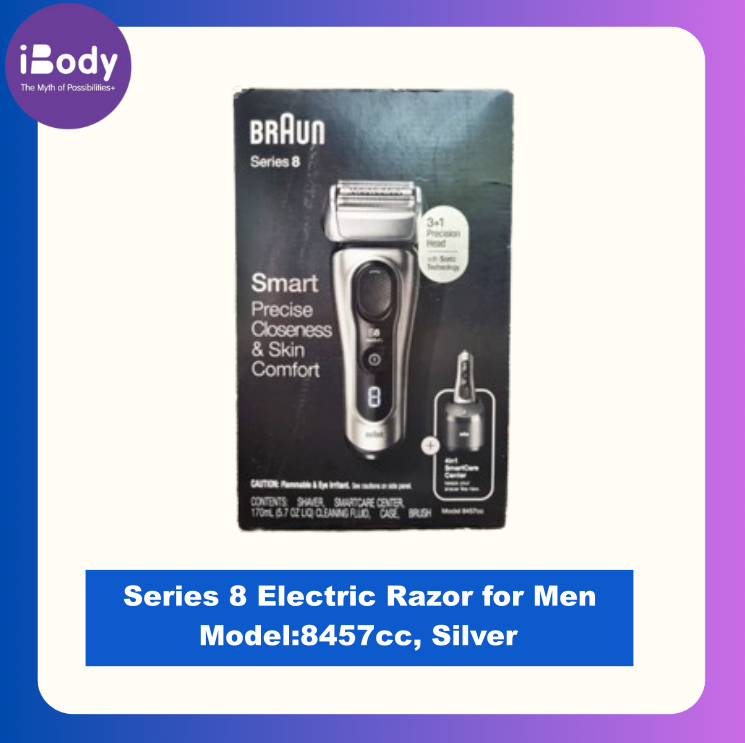 [Braun] Series 8 Electric Razor for Men Model:8457cc, Silver เครื่องโกนหนวดไฟฟ้า ไร้สาย ชาร์จได้ กันน้ำ Shaver Kit