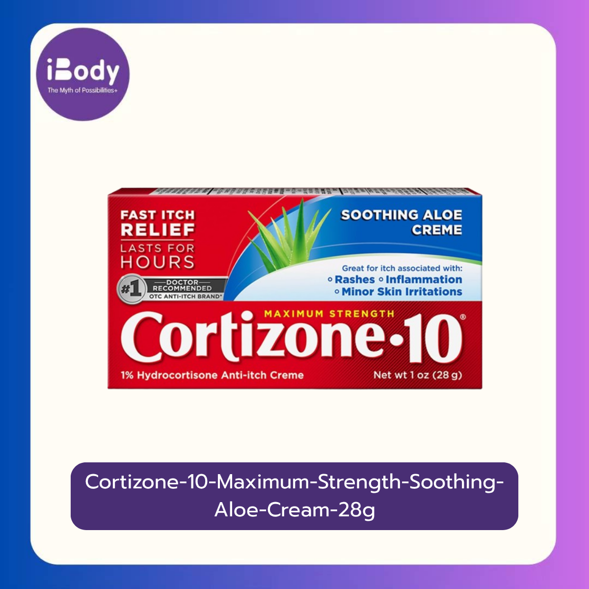 80% Sale!! EXP.03-08/2025 Cortizone 10® Maximum Strength Soothing Aloe Itch Relief Cream, 1% Hydrocortisone,Fast-Acting, Anti-Itch Cream 28g ครีมบรรเทาอาการคันจากการระคายเคือง