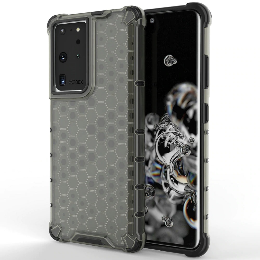 เคส Samsung Galaxy S21 Ultra #เคสฝาหลังกันกระแทก Honeycomb Shock Absorber TPU + PC + Silicone Hybrid