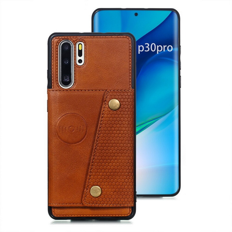 เคส Huawei P30 pro #เคสแบบฝาหลัง TPU เคลือบหนัง PU มีที่เก็บบัตร PU Leather Coated TPU Card Holder Magnetic Kickstand