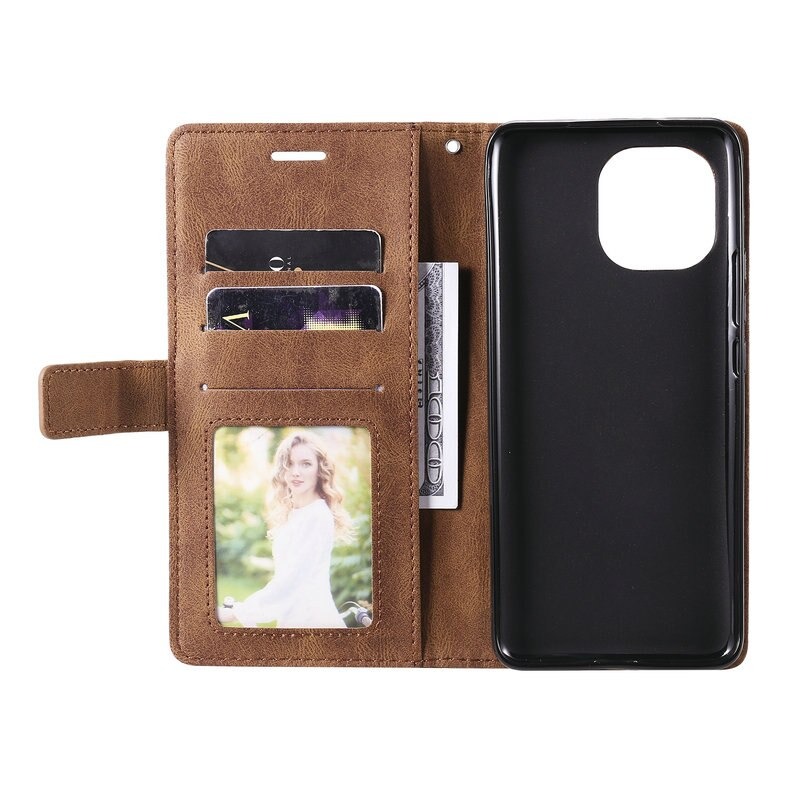เคส Xiaomi Mi 11 #เคสฝาพับหนัง PU มีช่องเสียบบัตรอื่นๆในตัว Geometric Pattern Leather Card Holder Protective