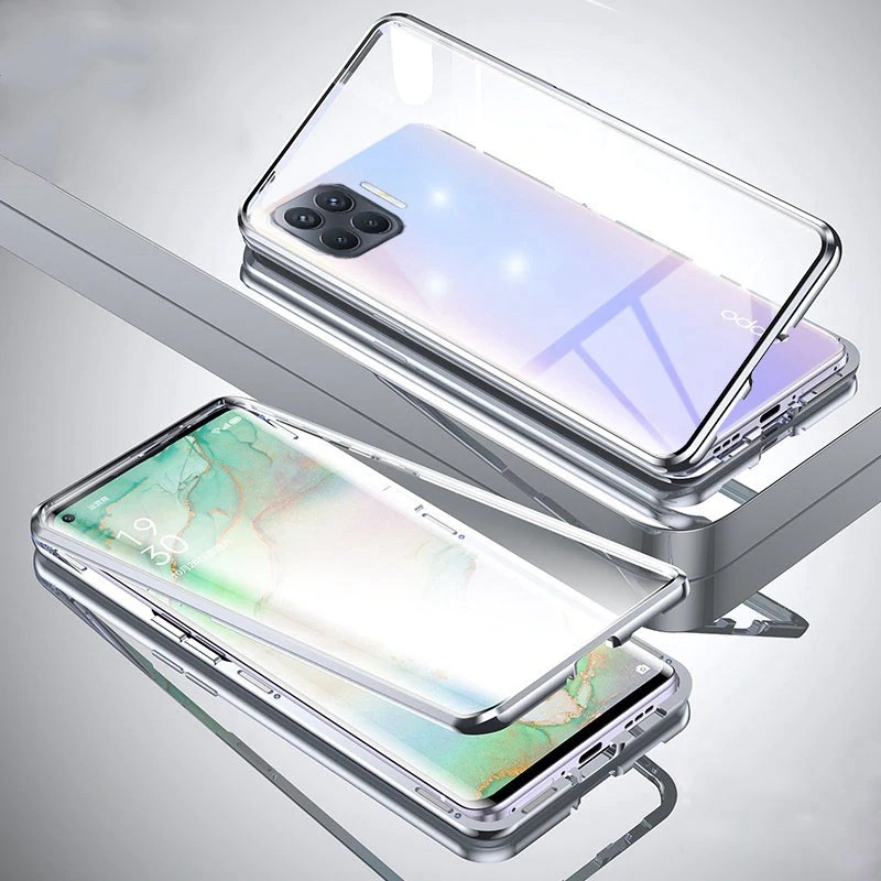 เคส OPPO A93 #เคสฝาครอบกระจกขอบโลหะดูดซับแม่เหล็ก Fully Protection Magnetic Adsorption Glass Metal Phone Protective
