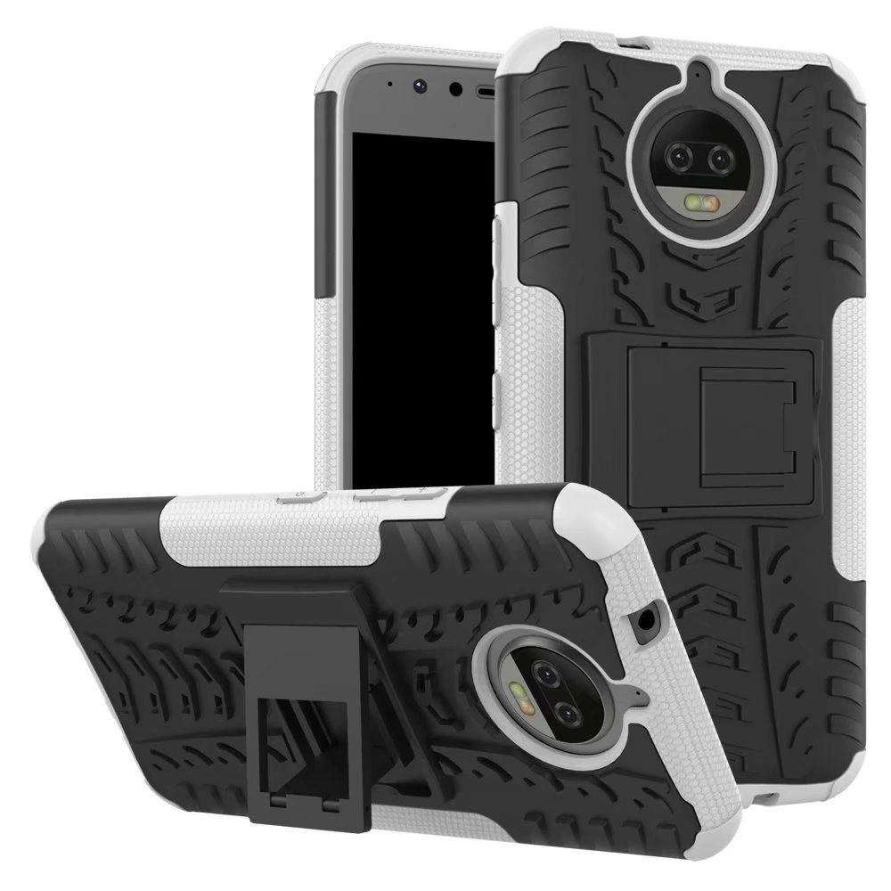 Case Moto G5S 5.2นิ้ว #เคสฝาหลังไฮบริดรูปแบบยางรถยนต์ Kickstand TPU + PC 2 in 1 สีสันสวยงามทันสมัย