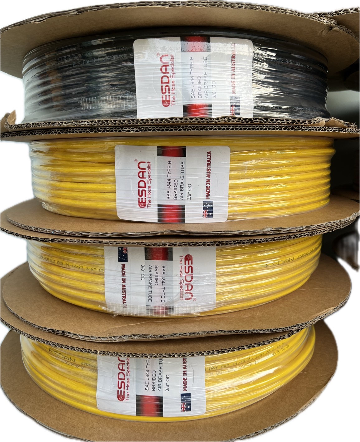 ท่อลมไนล่อน ESDEN airbrake 3/8 2ชั้น มีด้ายถัก สีแดง