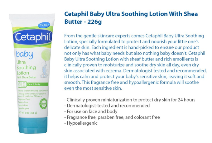 (Pre Order) Cetaphil® Baby, Ultra Soothing Lotion With Shea Butter 226g ใช้ทาใบหน้าและร่างกาย แนะนำโดยแพทย์ผิวหนังและกุมารแพทย์ ผู้เชี่ยวชาญด้านการดูแลผิวที่บอบบาง