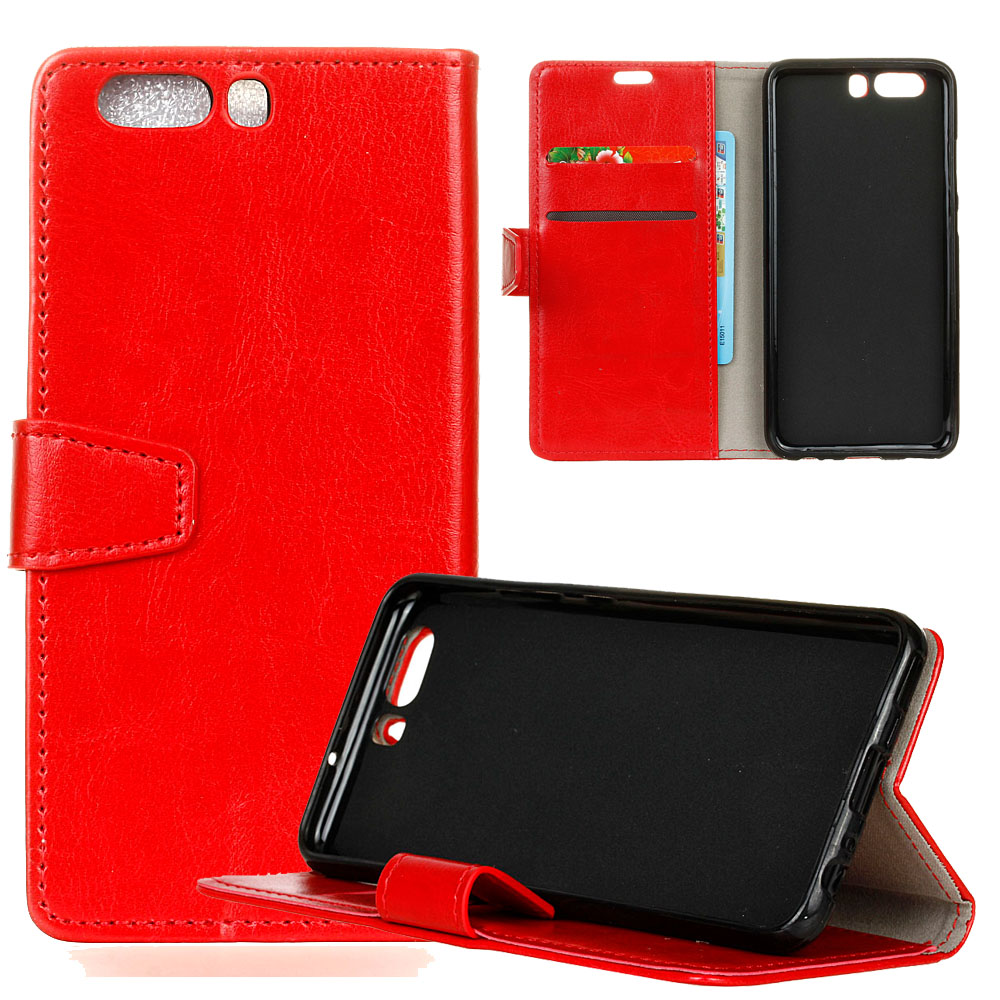 Case Huawei P10 Plus #เคสฝาพับสไตล์กระเป๋าสตางค์ หนัง PU ผิว Crazy Horse