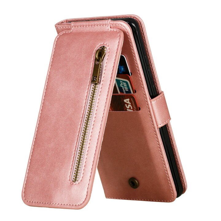 Case Samsung Galaxy A72 / A72 5G#เคสแบบกระเป๋าสตางค์ช่องใส่บัตรหลายช่อง Multi-slot Wallet Zippered Leather พร้อมสายคล้อง