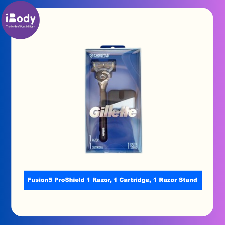 Gillette® Fusion5 ProShield 1 Razor, 1 Cartridge, 1 Razor Stand ยิลเลตต์ ชุดมีดโกนด้ามและขาตั้ง สำหรับผู้ชาย