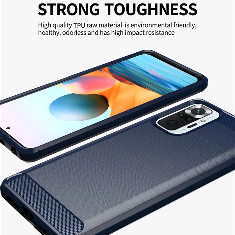 เคส Redmi Note 10S #เคสฝาหลังตกแต่งคาร์บอนไฟเบอร์ ผิวขัดแปรง Brushered TPU Back Case