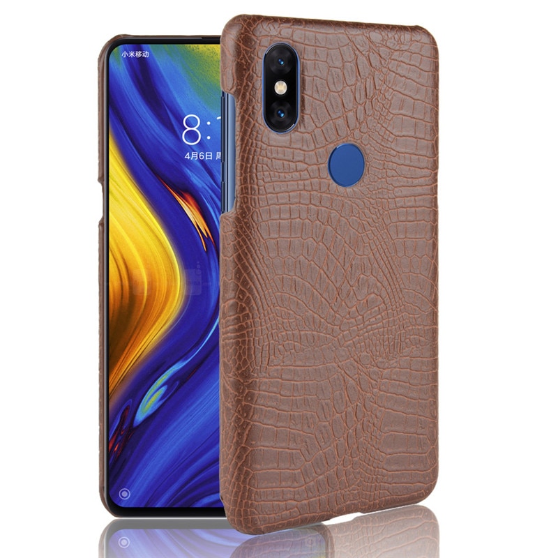 Case Xiaomi Mi Mix 3 #เคสฝาหลังพลาสติกแข็งเคลือบหนัง PU ลายผิวหนังจระเข้