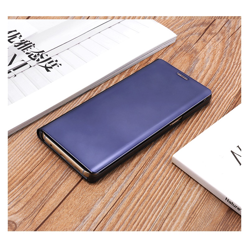 Case Samsung Galaxy Note 8 N950 #เคสฝาพับปกพลาสติกโปร่งแสงพื้นผิวกระจกเงา Plated Mirror Surface Information View Leather Stand Casing