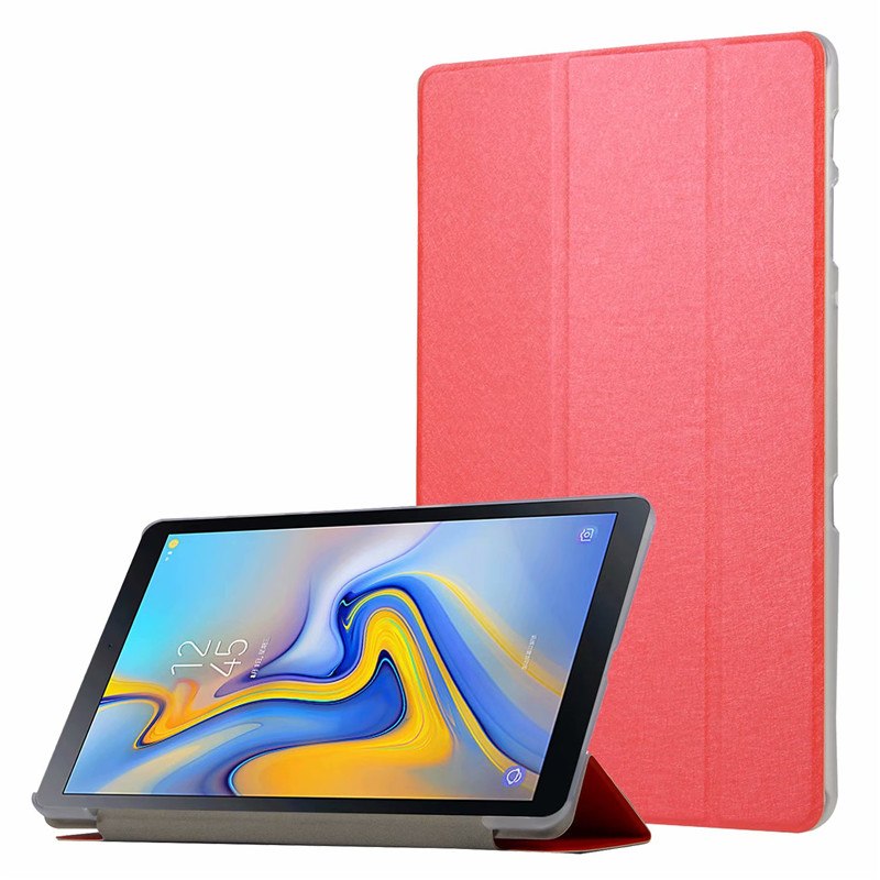 เคส Samsung Galaxy Tab A 10.5 (2018) T590 T595 #เคสฝาพับพื้นผิวลายผ้าไหมแบบ 3 พับสีสันสวยงาม