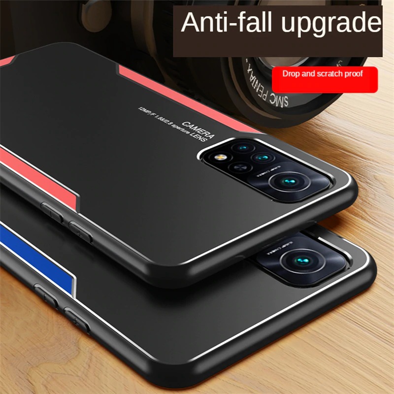 เคส Xiaomi Mi 10T Pro #เคสฝาหลังไฮบริด Metal +TPU Shockproof metal back plate Phone Back Cover