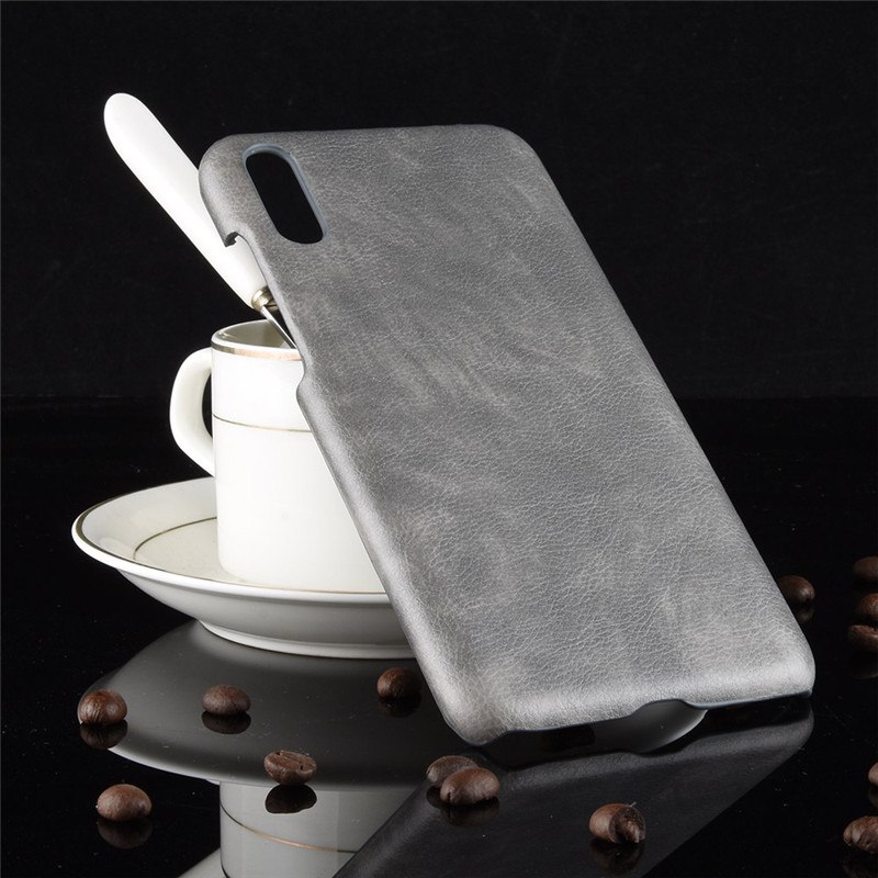เคส Huawei Y7 Pro (2019) #เคสฝาหลังพลาสติกแข็งเคลือบหนัง PU ลายผิวลิ้นจี่ Litchi Skin Leather Coated