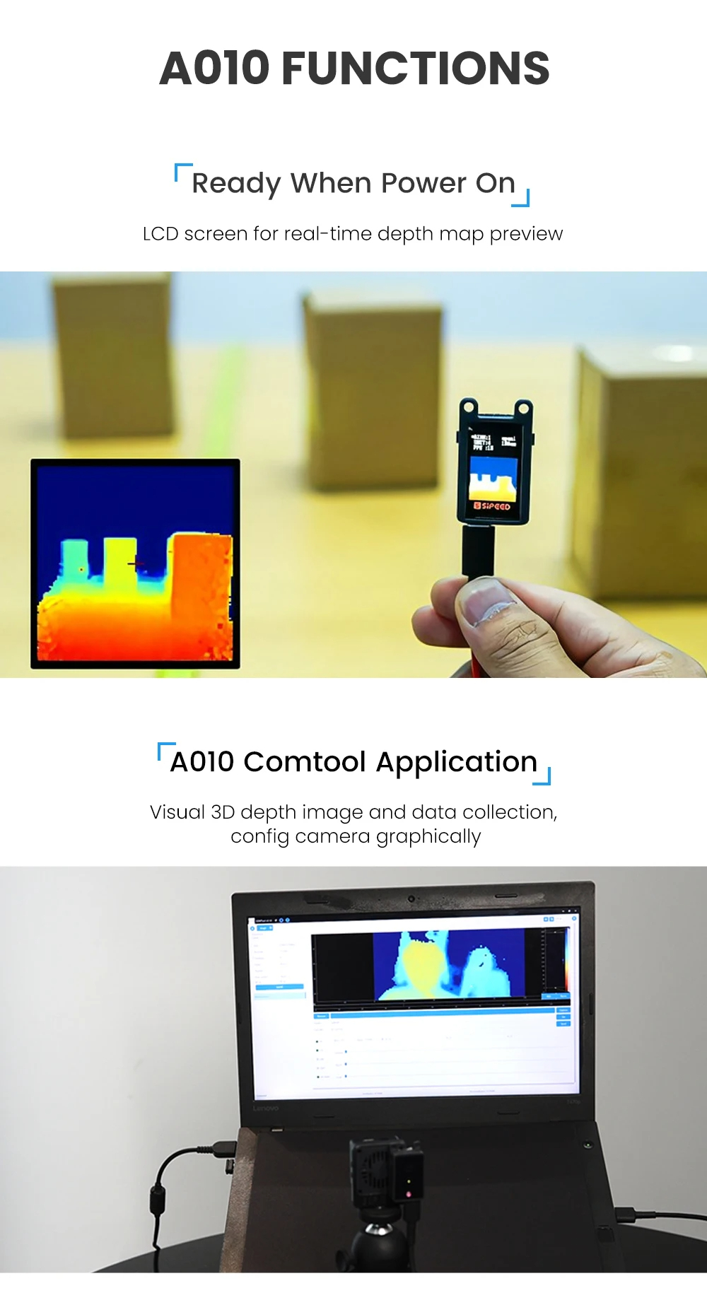 กล้อง MCU & ROS Sipeed maixsense A010/A075V ToF 3D depth vision MS-A010 Lite Suit