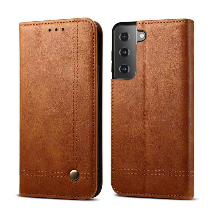 เคส Samsung Galaxy S21 #เคสฝาพับหนัง PU Crazy Horse Texture Retro Leather Auto-absorbed Wallet คุณภาพดี