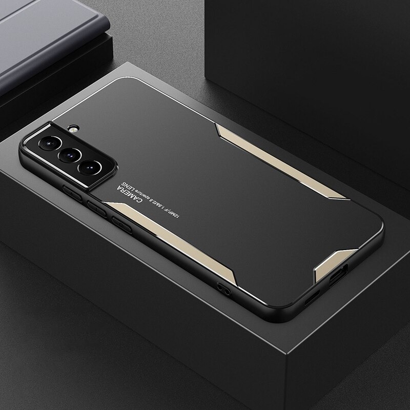เคส Samsung Galaxy S21 FE 5G #เคสฝาหลังไฮบริด Metal +TPU Shockproof metal back plate Phone Back Cover