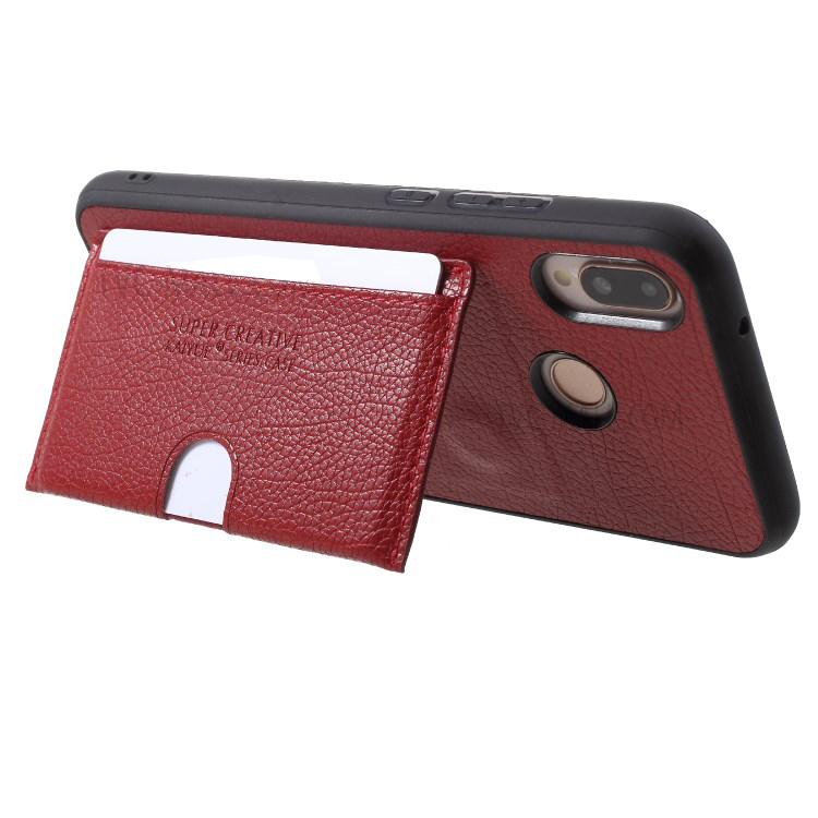 เคส Huawei P20 Lite / Nova 3e #เคสฝาหลัง TPU เคลือบหนัง PU Leather Coated TPU Kickstand Card Holder