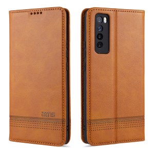 เคส Huawei Nova 7 5G#เคสฝาพับ AZNS สไตล์ Retro หนัง PU มีช่องเสียบการ์ด
