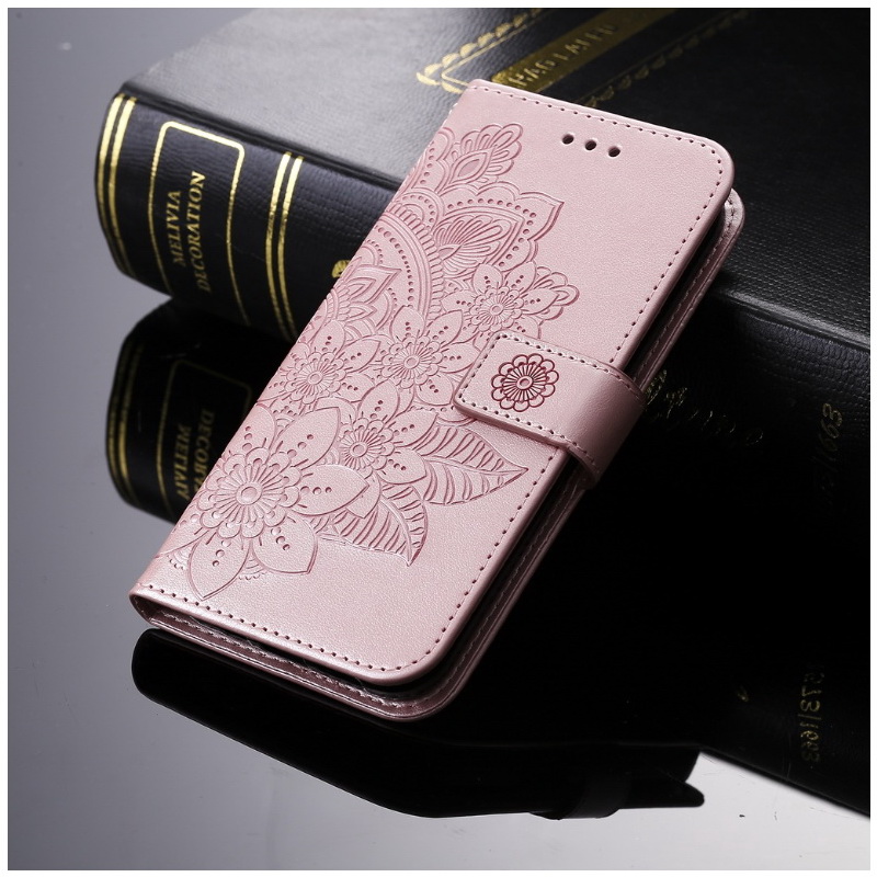เคส Samsung Galaxy S22+ 5G #เคสฝาพับแบบกระเป๋าสตางค์หนัง PU ลายนูนมีช่องใส่บัตรลายดอกไม้