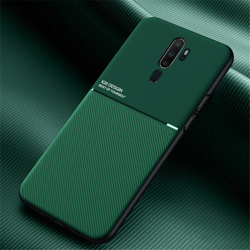 เคส OPPO A9 (2020) / A5 (2020) #เคสฝาหลัง TPU เคลือบหนัง PU สไตล์ธุรกิจที่เรียบง่ายมีแผ่นเหล็กในตัว Minimalist Business Style Leather Coated TPU Built-in metal magnetic plate