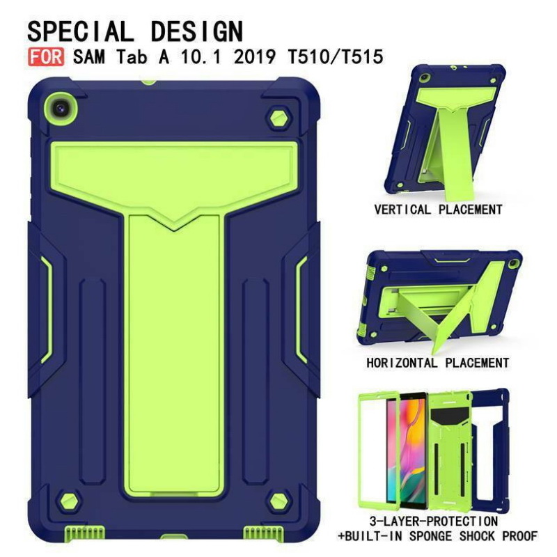 Case Samsung Galaxy Tab A 10.1 (2019) SM-T510 SM-T515 #เคสฝาหลังกันกระแทกมีขาตั้ง Kickstand PC Silicone Armour Defender