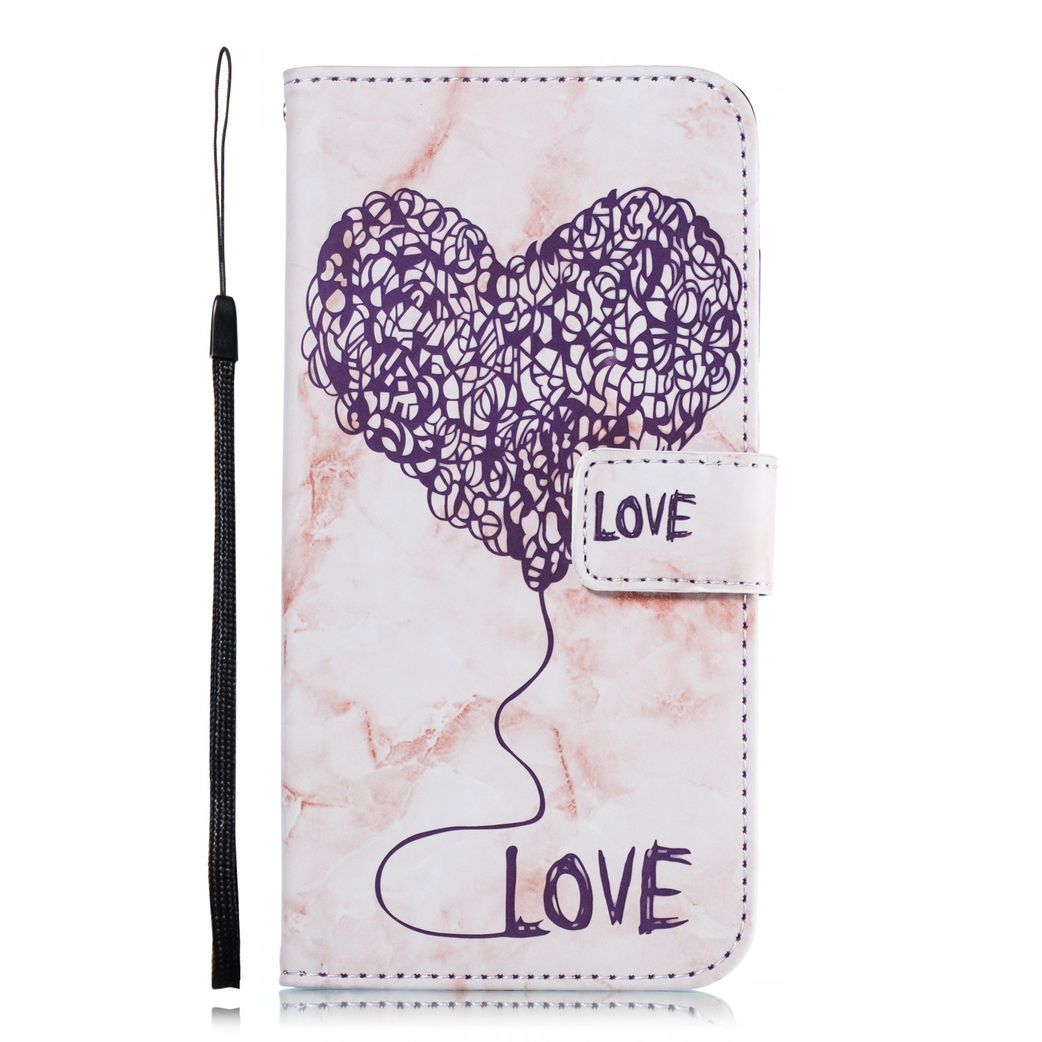 เคส Huawei Mate 20 #เคสฝาพับหนัง PU แบบกระเป๋าสตางค์ลายหินอ่อนและรูปหัวใจ