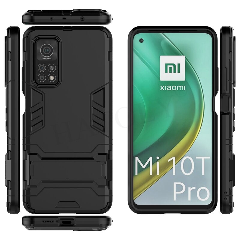 Case Xiaomi Mi 10T Pro#เคสฝาหลังพลาสติก ไฮบริด TPU + Kickstand