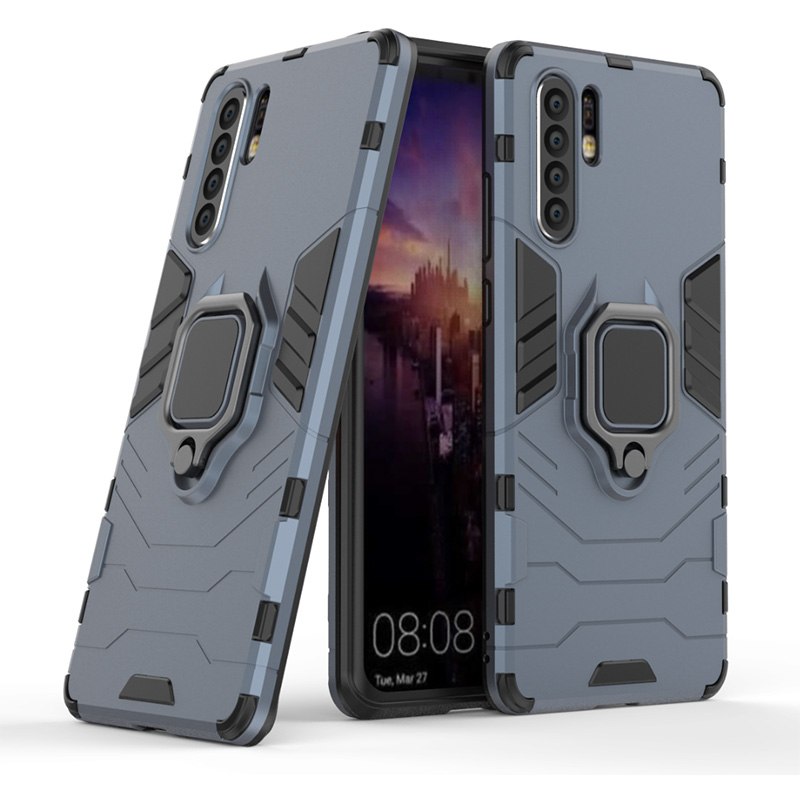 Case Huawei P30 Pro #เคสฝาหลังพลาสติกแข็ง +TPU Hybrid Case มีแหวนสวมนิ้วโลหะ
