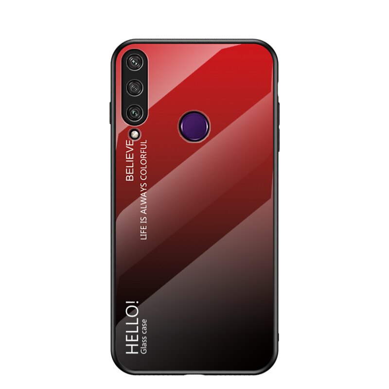 Case Huawei Y7p #เคสฝาหลัง Gradient Color Glass + PC + TPU Hybrid Case