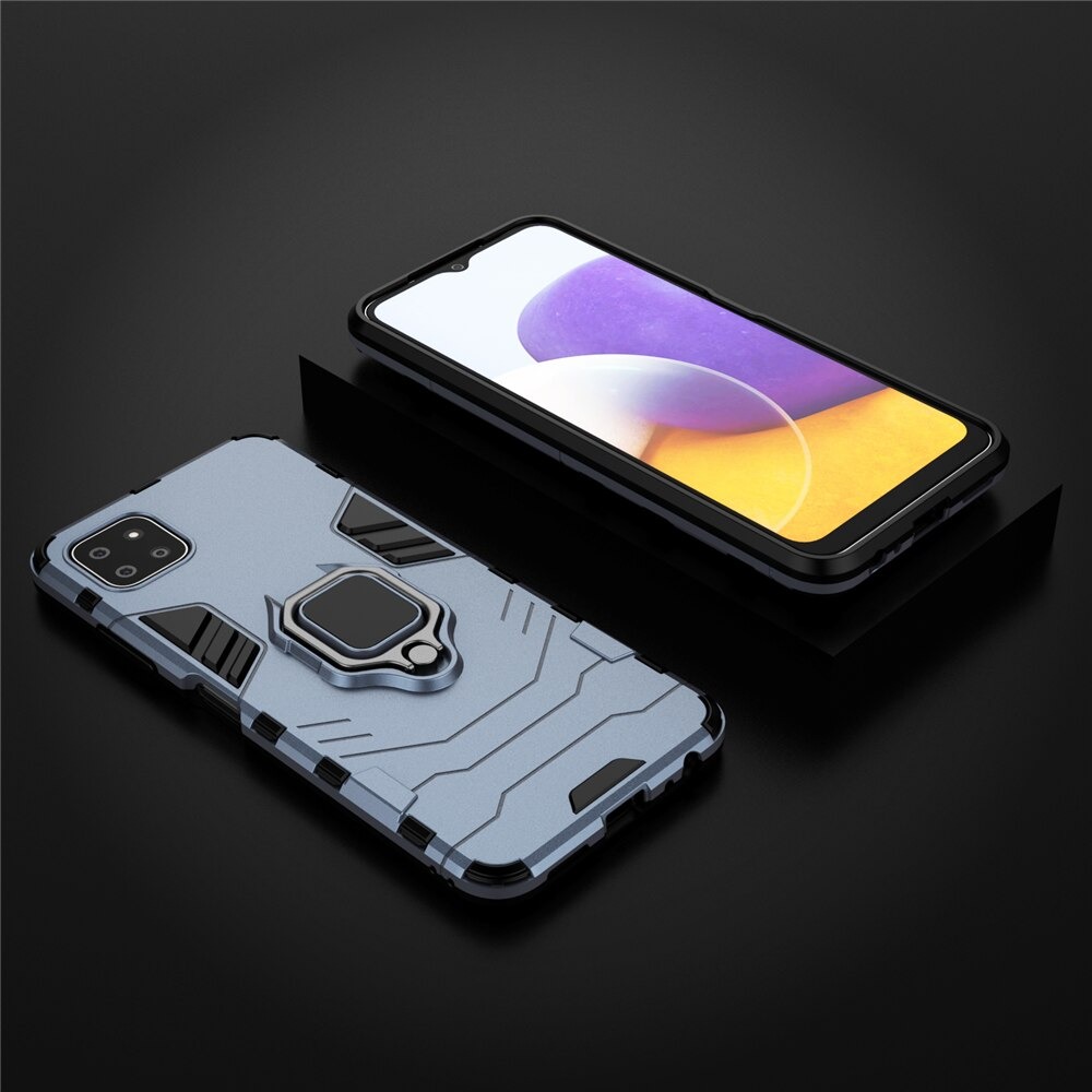 Case Samsung Galaxy A22 5G #เคสฝาหลังพลาสติกแข็ง +TPU Hybrid Case มีแหวนสวมนิ้วโลหะ