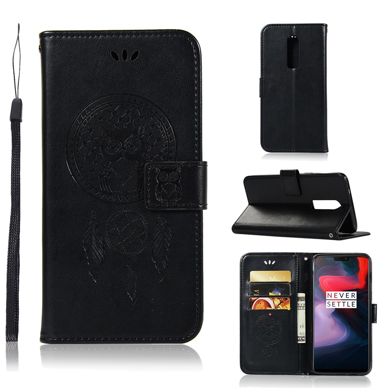 Case OnePlus 6 #เคสฝาพับแบบกระเป๋าสตางค์ฝาพับหนัง PU ลายนกฮูก Dream Catcher Owl