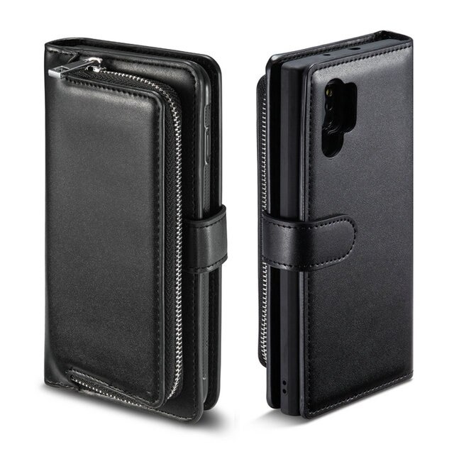 Case Samsung Galaxy Note 10+ #เคสหนังฝาพับสไตล์กระเป๋าสตางค์มีช่องซิบ PU Wallet Split Leather 2 in 1 Card Slot + Money slot + Magnetic Separable Shell