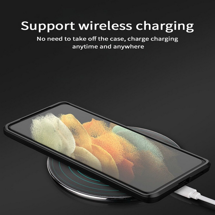เคส Samsung Galaxy S21 Ultra #เคสฝาหลังพลาสติก ไฮบริด TPU + Kickstand