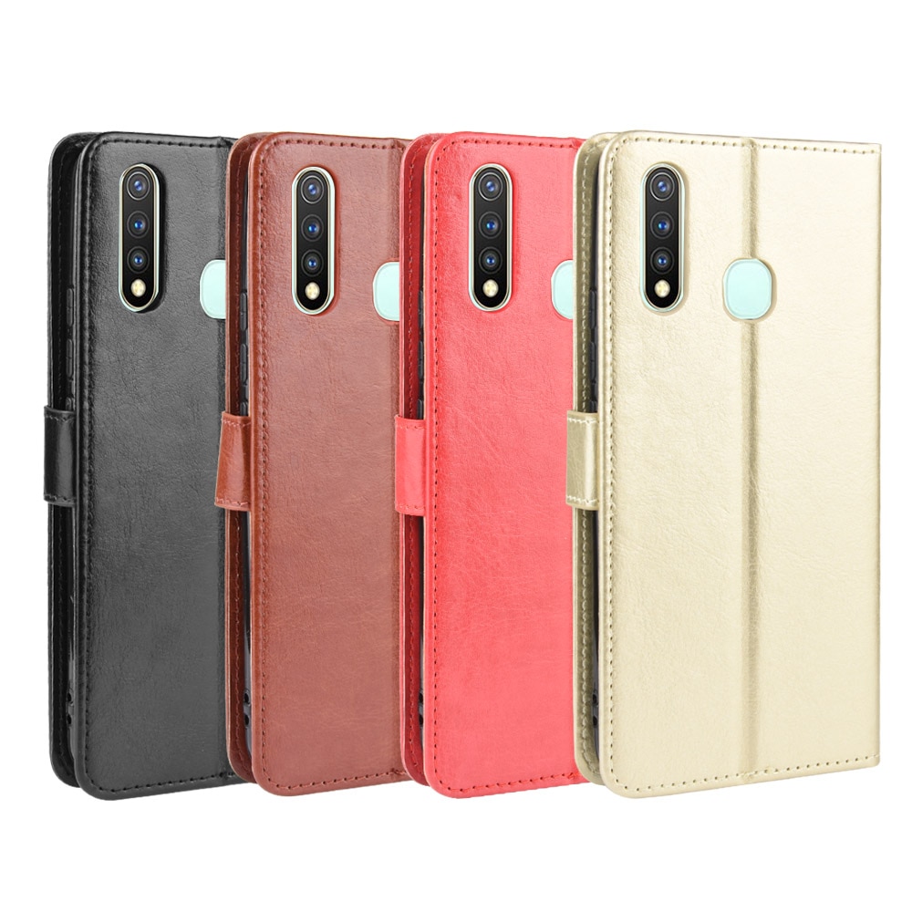 Case Vivo Y19 #เคสฝาพับหนัง PU ผิวหนังม้า Crazy Horse Texture Leather Wallet