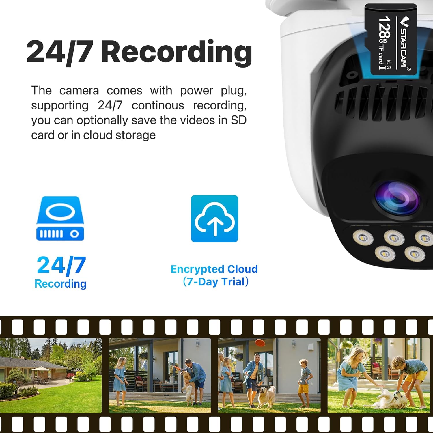Vstarcam Vstarcam กล้องวงจรปิดภายนอก2เลนส์ รุ่นCS621DR คมชัด3ล้านพิกเซล ภาพคมชัดทั้งกลางวันกลางคืนมีWIFIในตัว ขาว