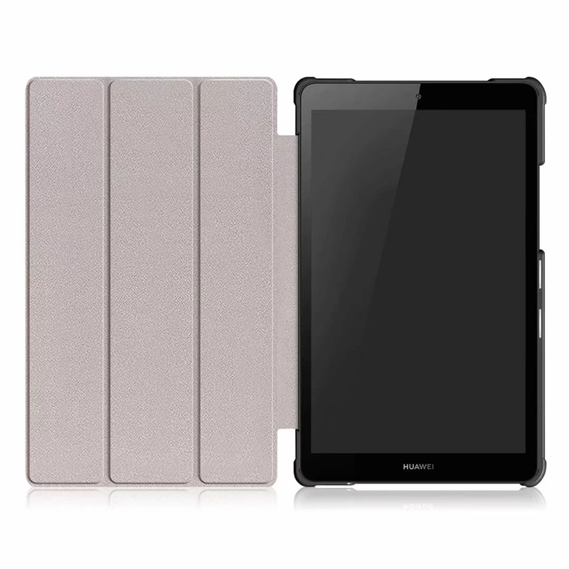 เคส Huawei MediaPad M5 Lite 8 #เคสฝาพับสามพับหนัง PU ผิวลิ้นจี่ Litchi Skin PU Leather Tri-fold Stand Tablet Cover