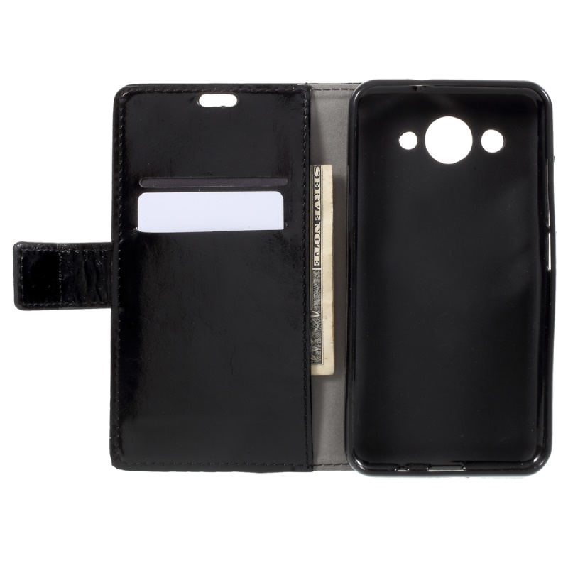 เคส Huawei Y3 2017 #เคสฝาพับหนัง PU Crazy Horse Texture Leather Flip
