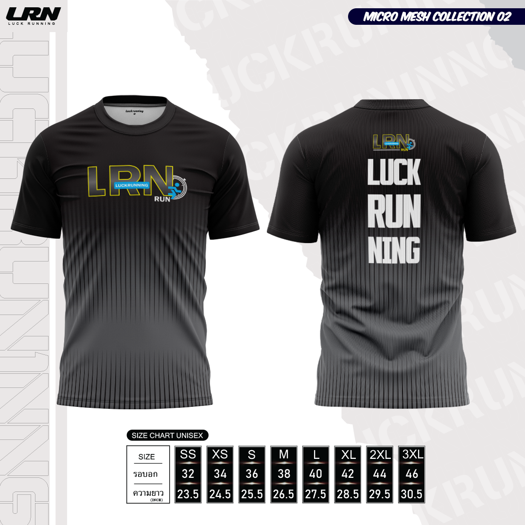 เสื้อวิ่งพิมพ์ลายแขนสั้น LRN Collection 02 เนื้อผ้า Micro Mesh สำหรับวิ่งมาราธอน (MM11-03)
