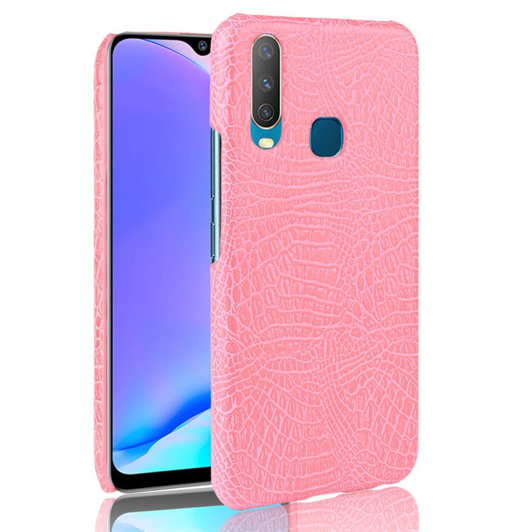 Case vivo Y17 #เคสฝาหลังพลาสติกแข็งเคลือบหนัง PU ลายหนังจระเข้