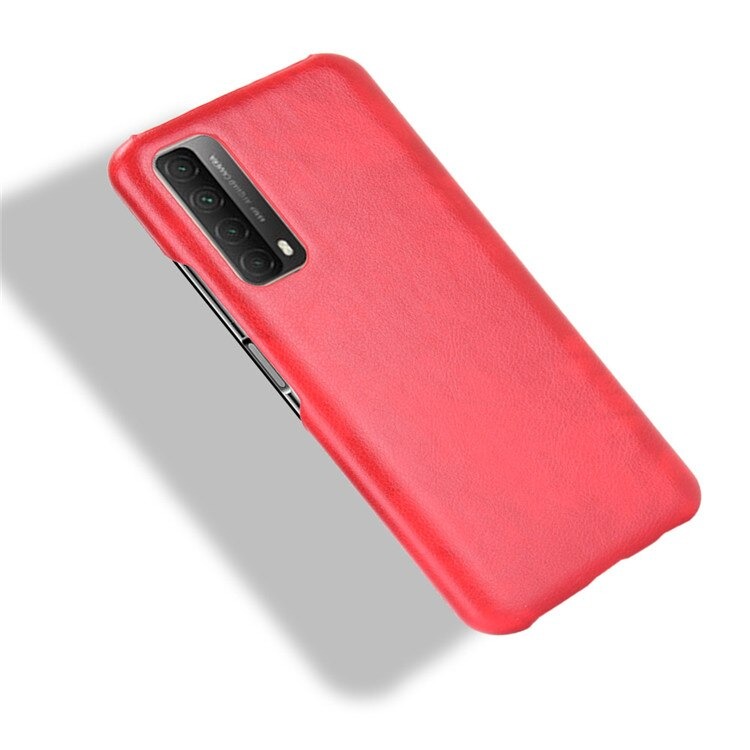 เคส Huawei Y7a #เคสฝาหลังพลาสติกแข็งเคลือบหนัง PU ลายผิวลิ้นจี่ Litchi Skin Leather Coated