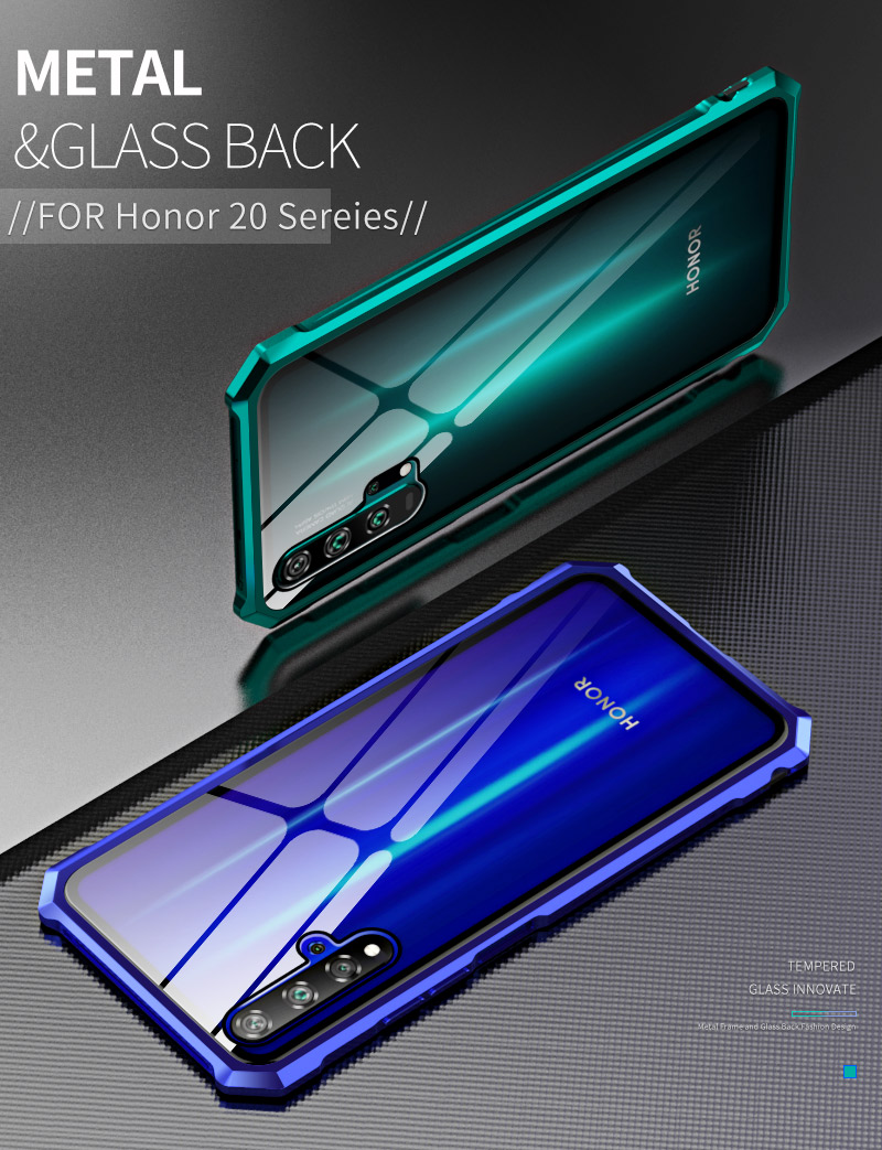Case Huawei Nova 5T #(พร้อมส่ง)เคสกรอบโลหะแผ่นหลังกระจกนิรภัยแข็ง Metal Frame + Glass Back Hard Cover