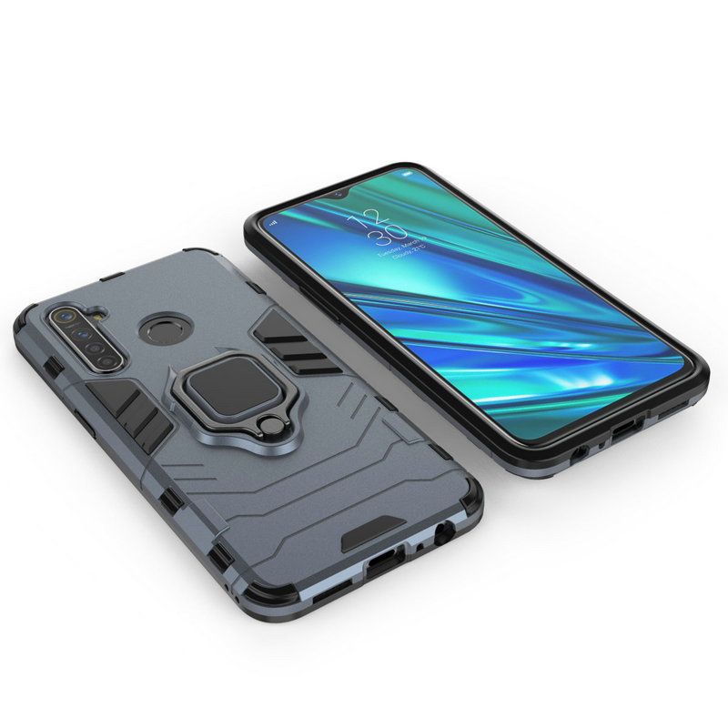 Case Realme 5 Pro #เคสฝาหลังพลาสติกแข็ง +TPU Hybrid Case มีแหวนสวมนิ้วโลหะ