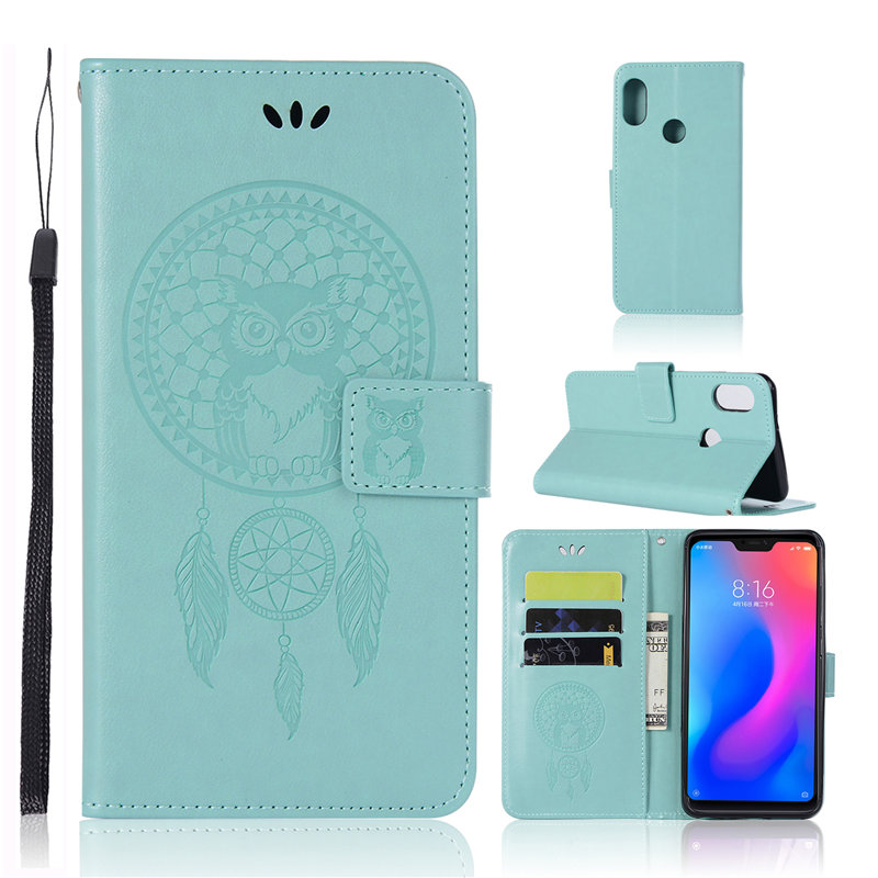 เคส Xiaomi Redmi Note 6 Pro #เคสฝาพับแบบกระเป๋าสตางค์ฝาพับหนัง PU ลายนกฮูก Imprint Owl Dream Catcher Wallet
