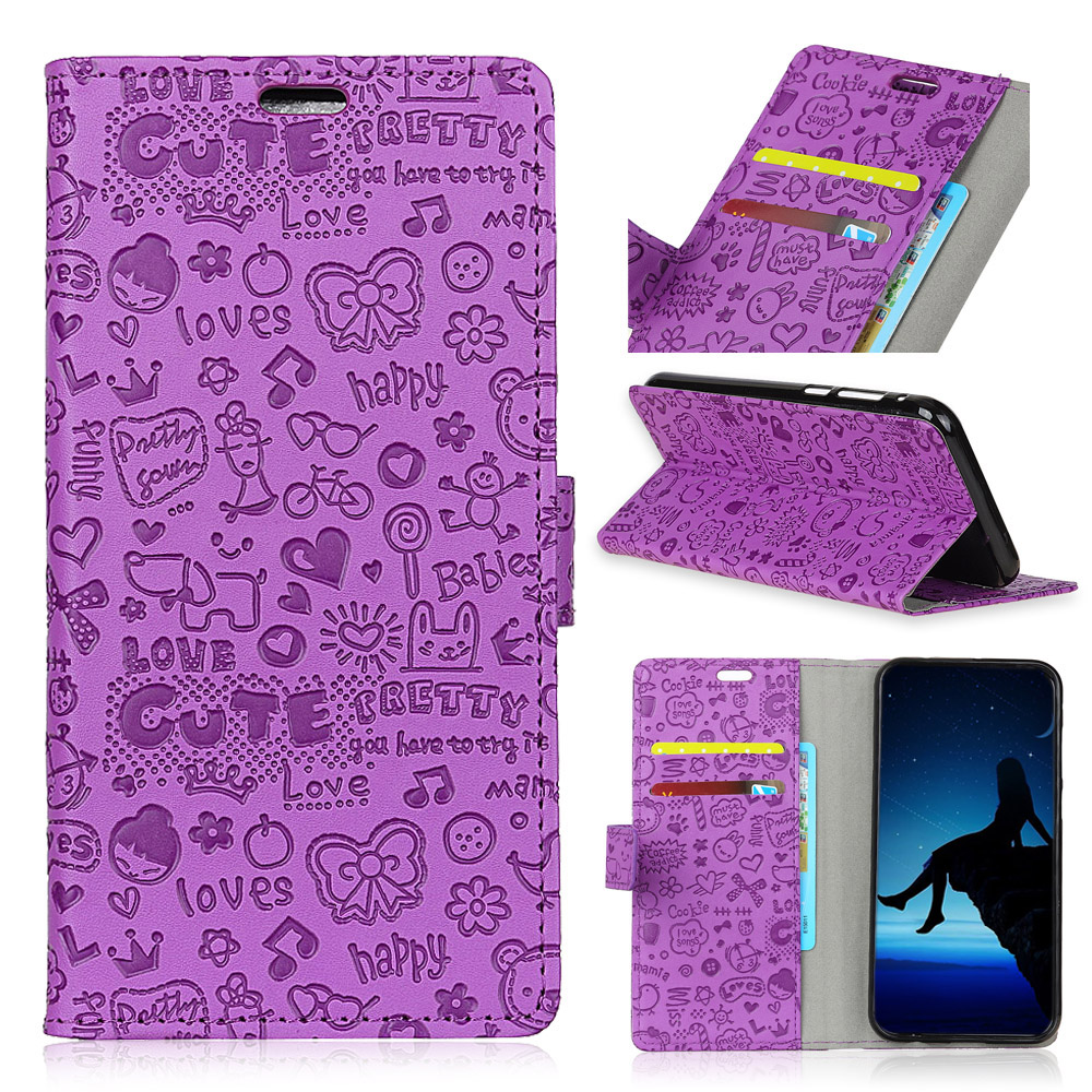 Case Xiaomi Mi 8 Pro #เคสฝาพับแบบกระเป๋าสตางค์หนัง PU ลาย Graffiti พับตั้งได้สีสันสดใส