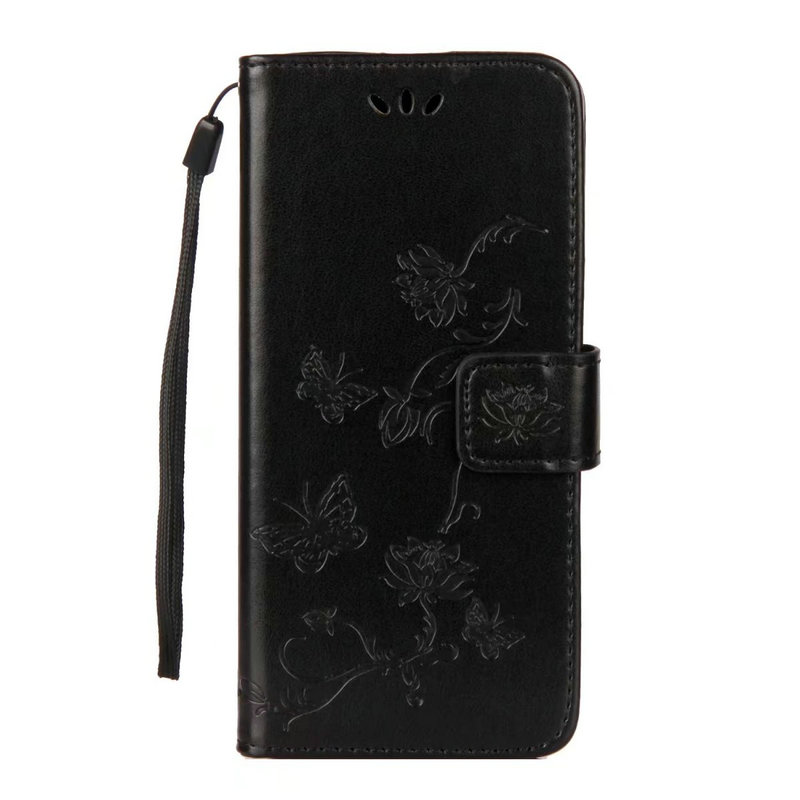 เคส Huawei Y9 (2018) #เคสฝาพับแบบกระเป๋าสตางค์หนัง PU พิมพ์ลายผีเสื้อและดอกไม้
